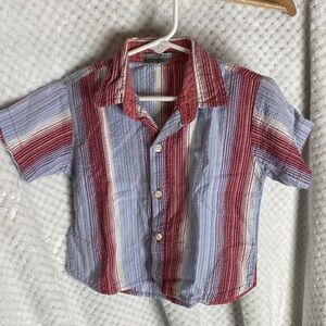 Gingersnaps Red and Blue Striped Button Down Shirt